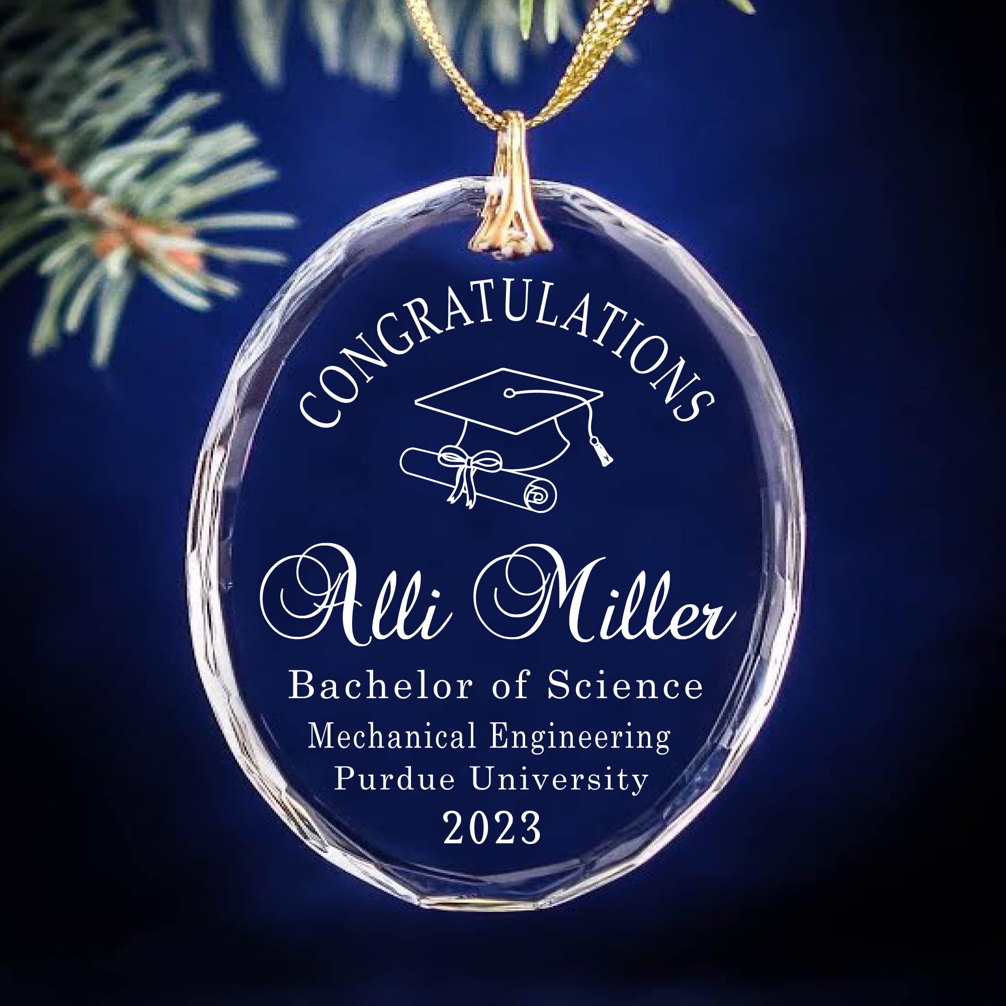 Graduation Cap & Diploma Keepsake Ornament - Personalized College Graduation Gift for Christmas, Commencement, or Home Decor