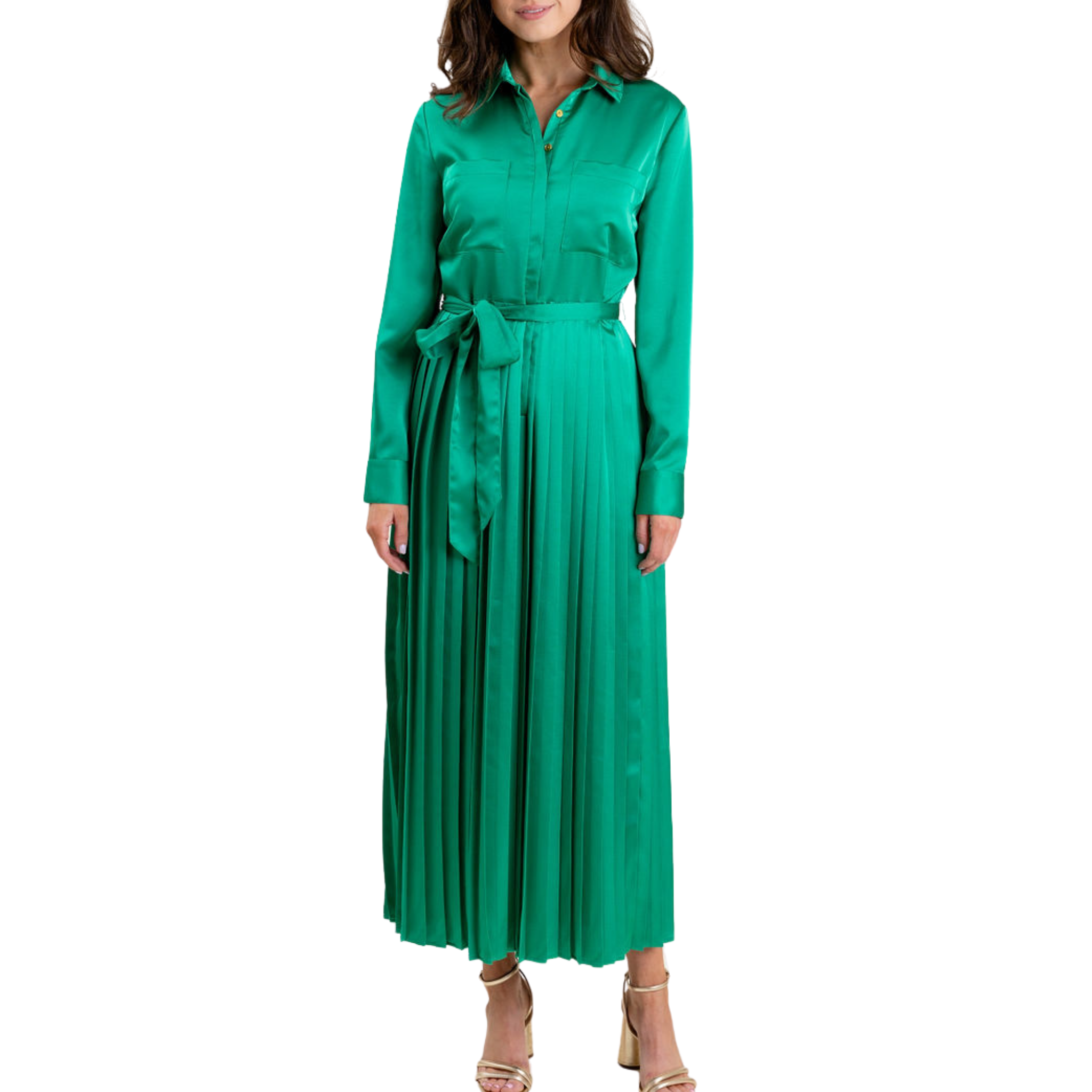 Adair Women's Metallic Pleated Party Dress - Elegant & Shiny for Evening Events, Prom, Cocktail Parties & Special Occasions