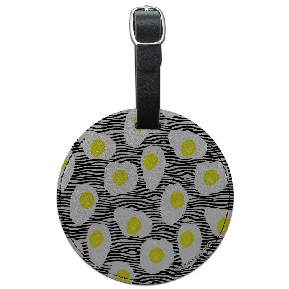 Egg Vibes Round Leather Luggage Tags - Durable Suitcase ID Tags for Carry-On Bags | Perfect for Travel Identification & Baggage Tracking