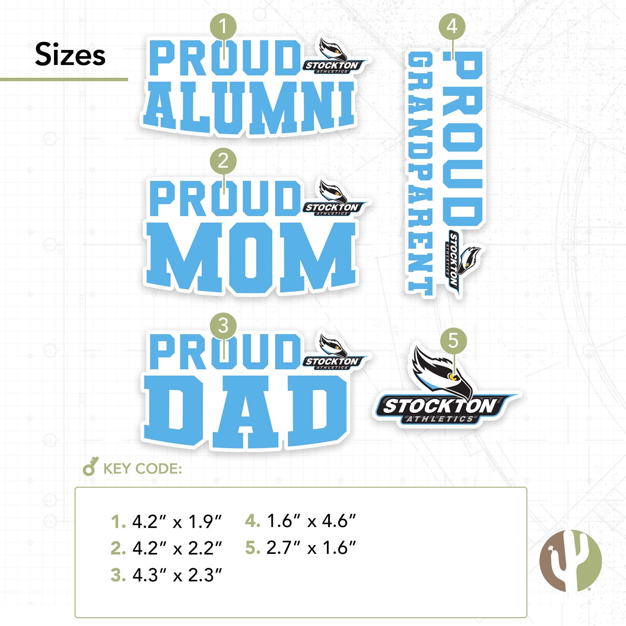 Stockton University Ospreys Vinyl Decal Sticker - Desert Cactus Design for Laptop, Water Bottle, Car & Scrapbook - Family Full Sheet Pack - Perfect for School Spirit, College Pride & DIY Crafts