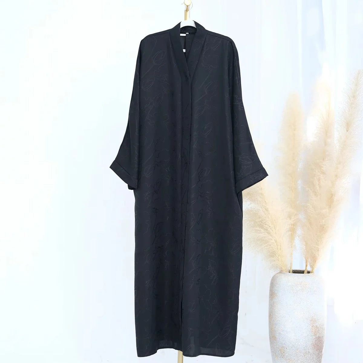 Elegant 3D Jacquard Satin Abaya Dress #25005 - Modest Islamic Clothing for Women, Special Occasions & Daily Wear