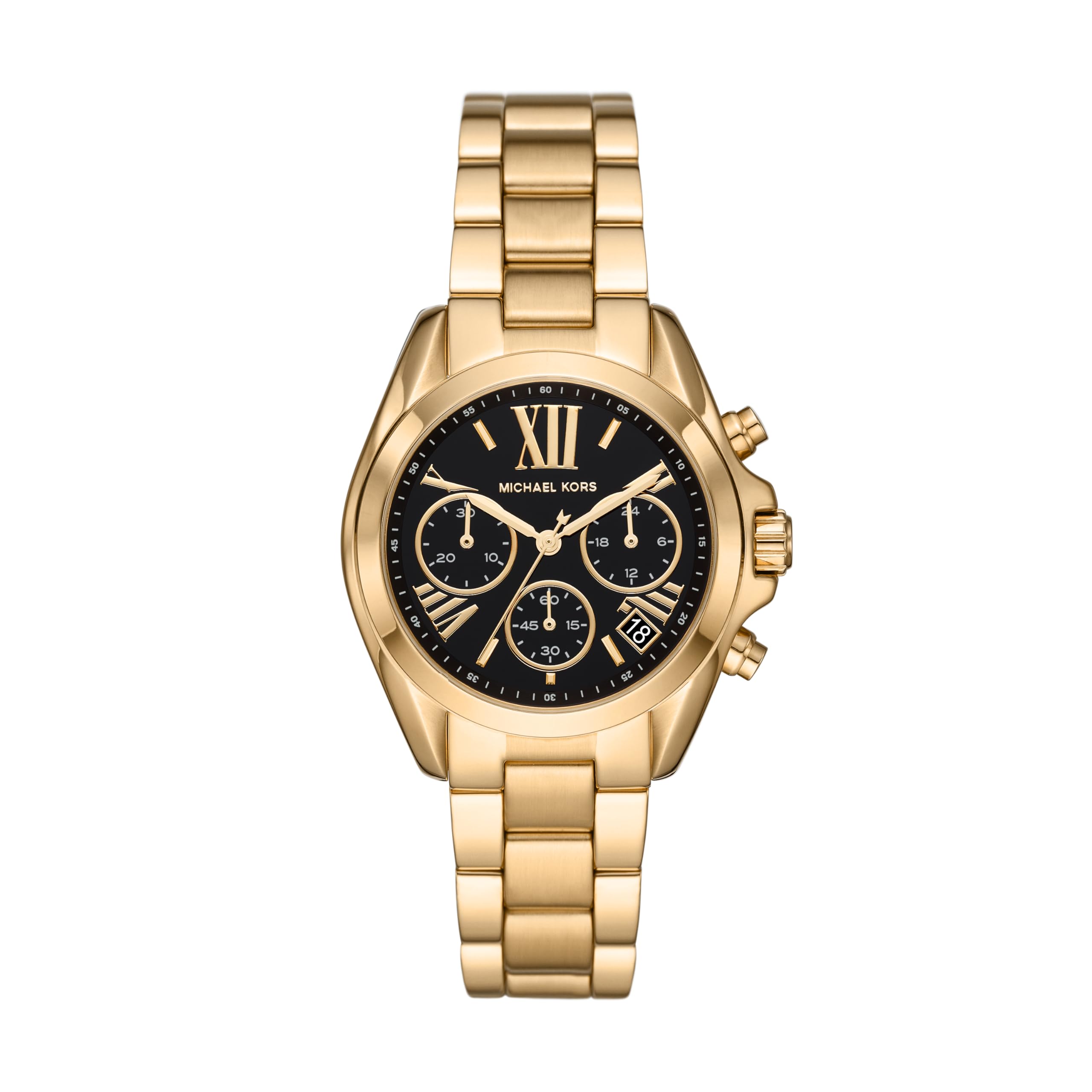 Michael Kors Bradshaw Women's Stainless Steel Chronograph Watch - Gold-Tone with Leather Band | Luxury Fashion Watch for Everyday Wear & Special Occasions