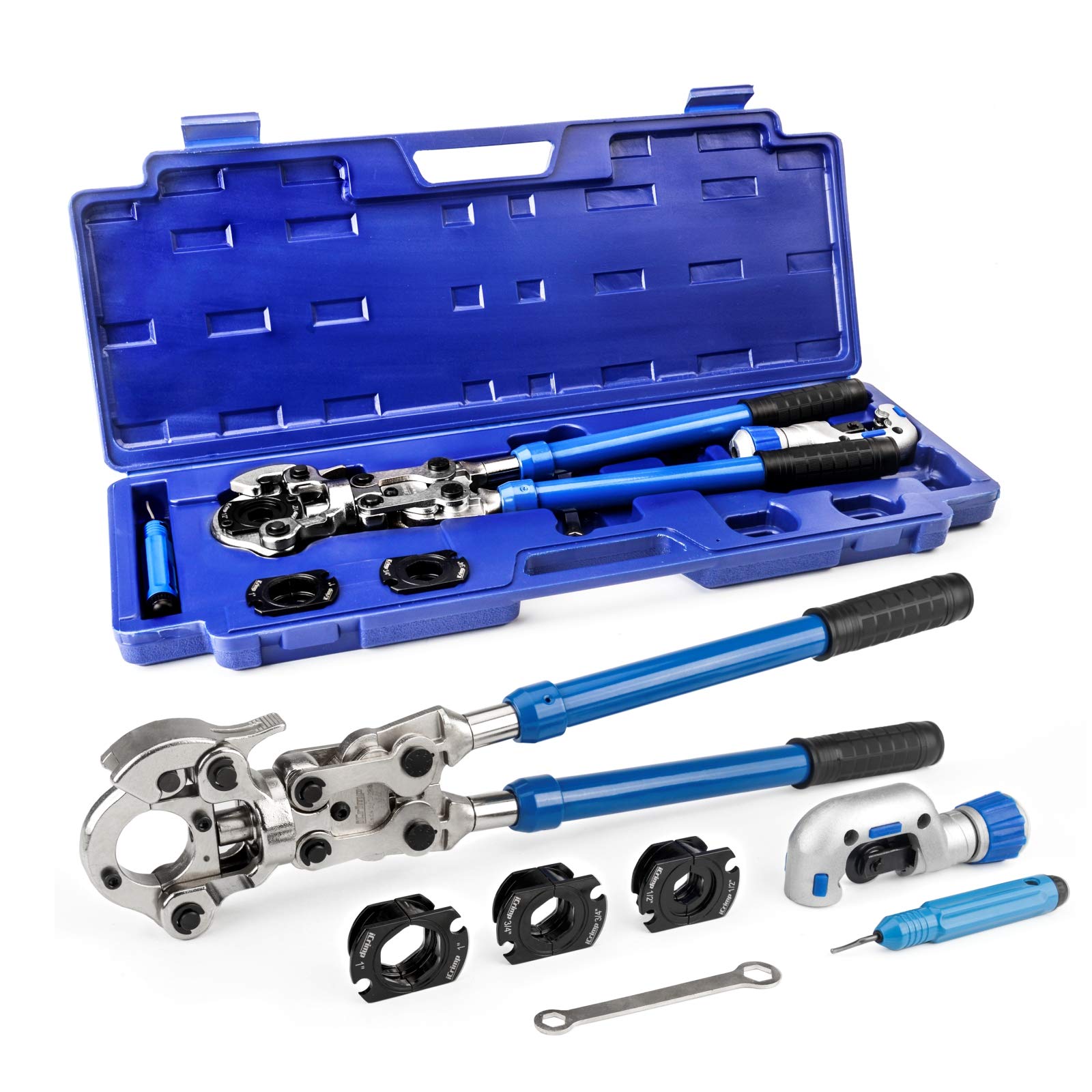 iCrimp Professional Copper Pipe Pressing Tool Kit with Cutter & Deburring Tool for ProPress Fittings - Perfect for Plumbing, HVAC & Water Supply Installations