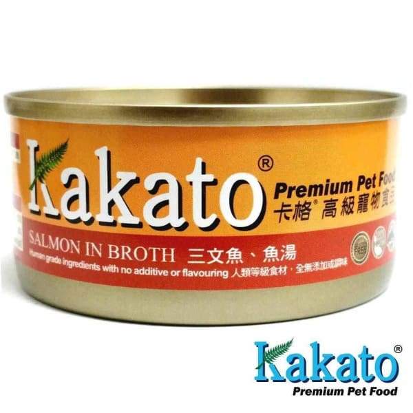 Premium Kakato Salmon in Broth Canned Food for Dogs & Cats - Grain-Free Wet Food with Omega-3 (2 Sizes: 80g & 160g) - Perfect for Mealtime, Travel & Senior Pet Nutrition