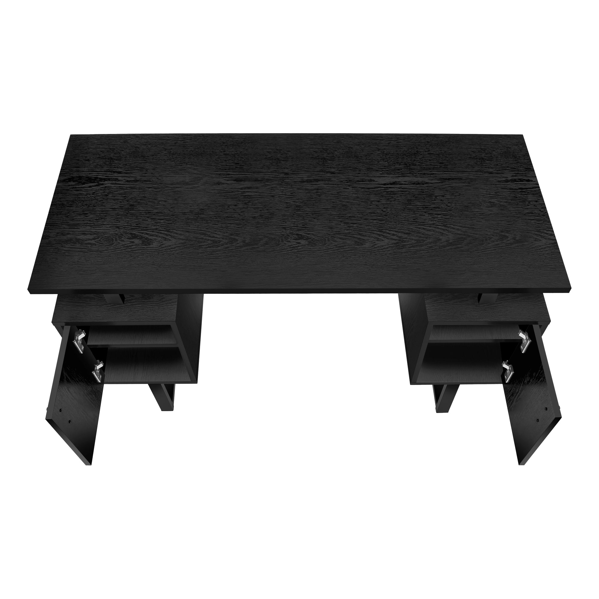 48L Black Laminate Computer Desk with Storage Shelves - Modern Home Office Workstation for Small Spaces, Gaming & Study - Sturdy Writing Desk with Keyboard Tray & Cable Management