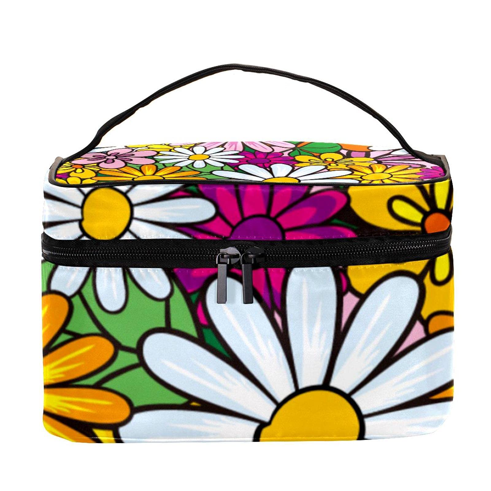 Floral Pattern Travel Makeup Bag - Large Cosmetic Organizer with Zipper for Women & Girls | Perfect for Vacation, Gym & Daily Essentials Storage