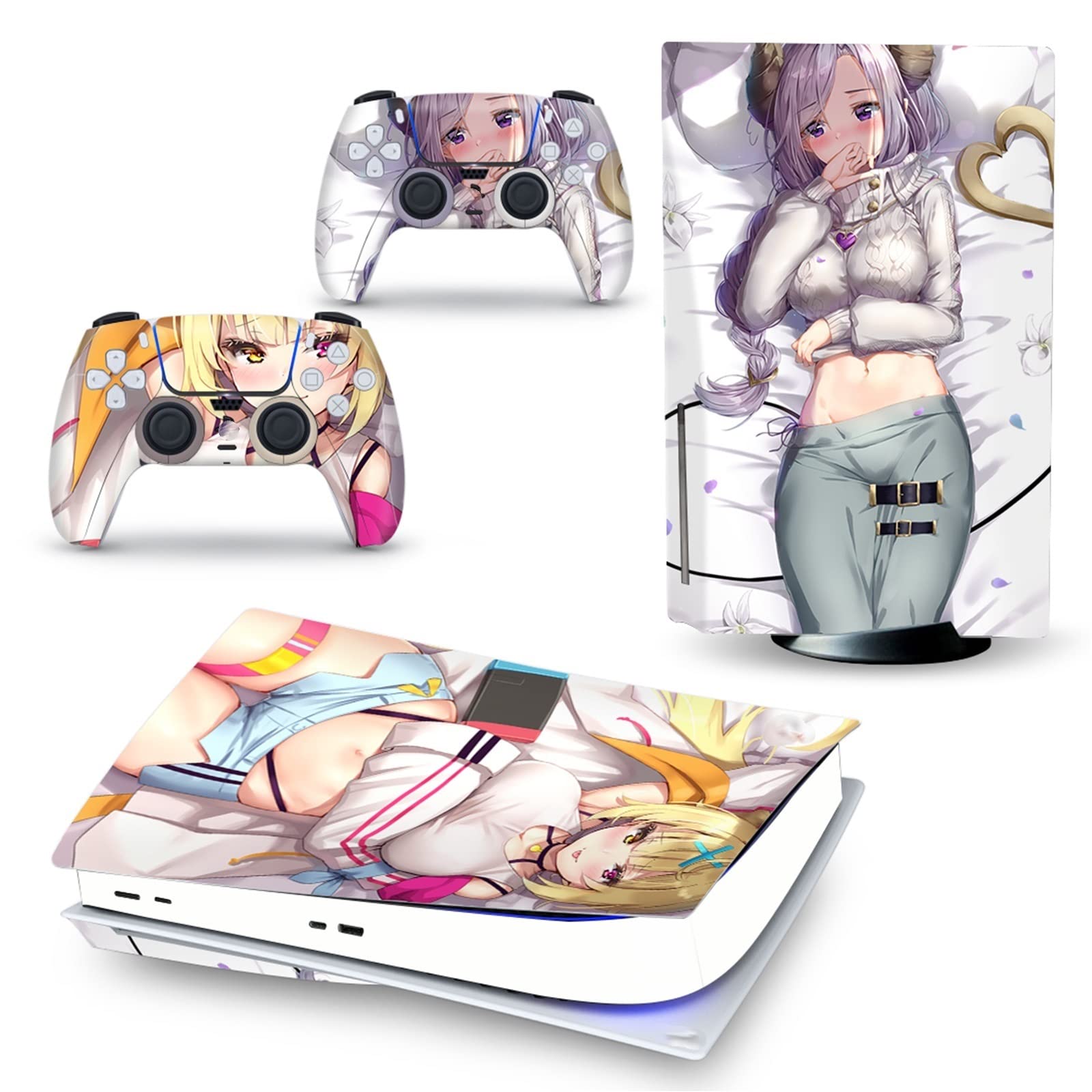 Anime Console Skin for PS5 Disk Edition - 2 Controller Vinyl Wraps, Durable & Scratch-Resistant, No Bubbles or Foam - Perfect for Gaming Setups & Anime Fans