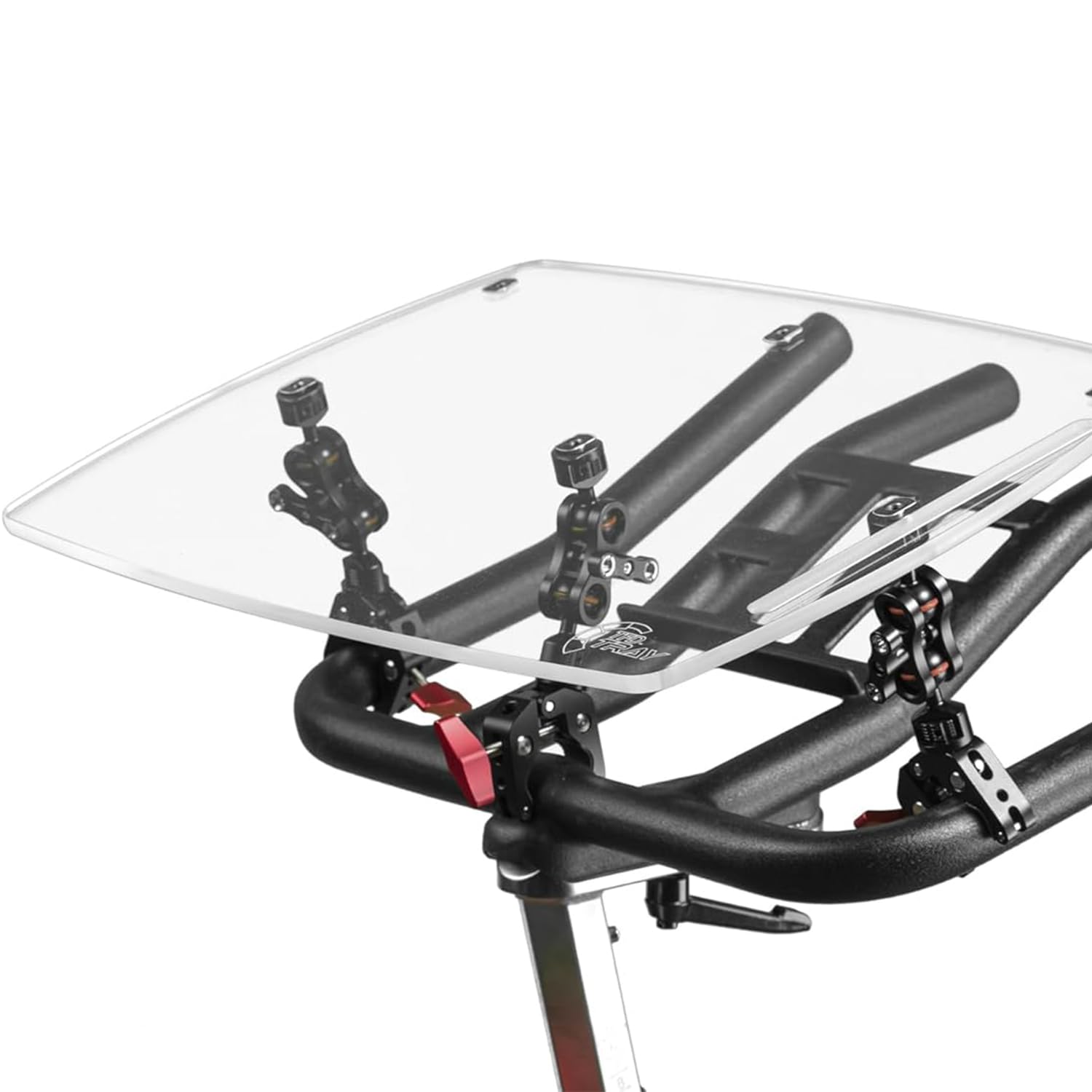 TFD Adjustable Acrylic Bike Tray - Universal Laptop Stand for Exercise Bikes | Portable Workstation for Laptop, Books & Tablets | Perfect for Home Gym, Office & Indoor Cycling Workouts