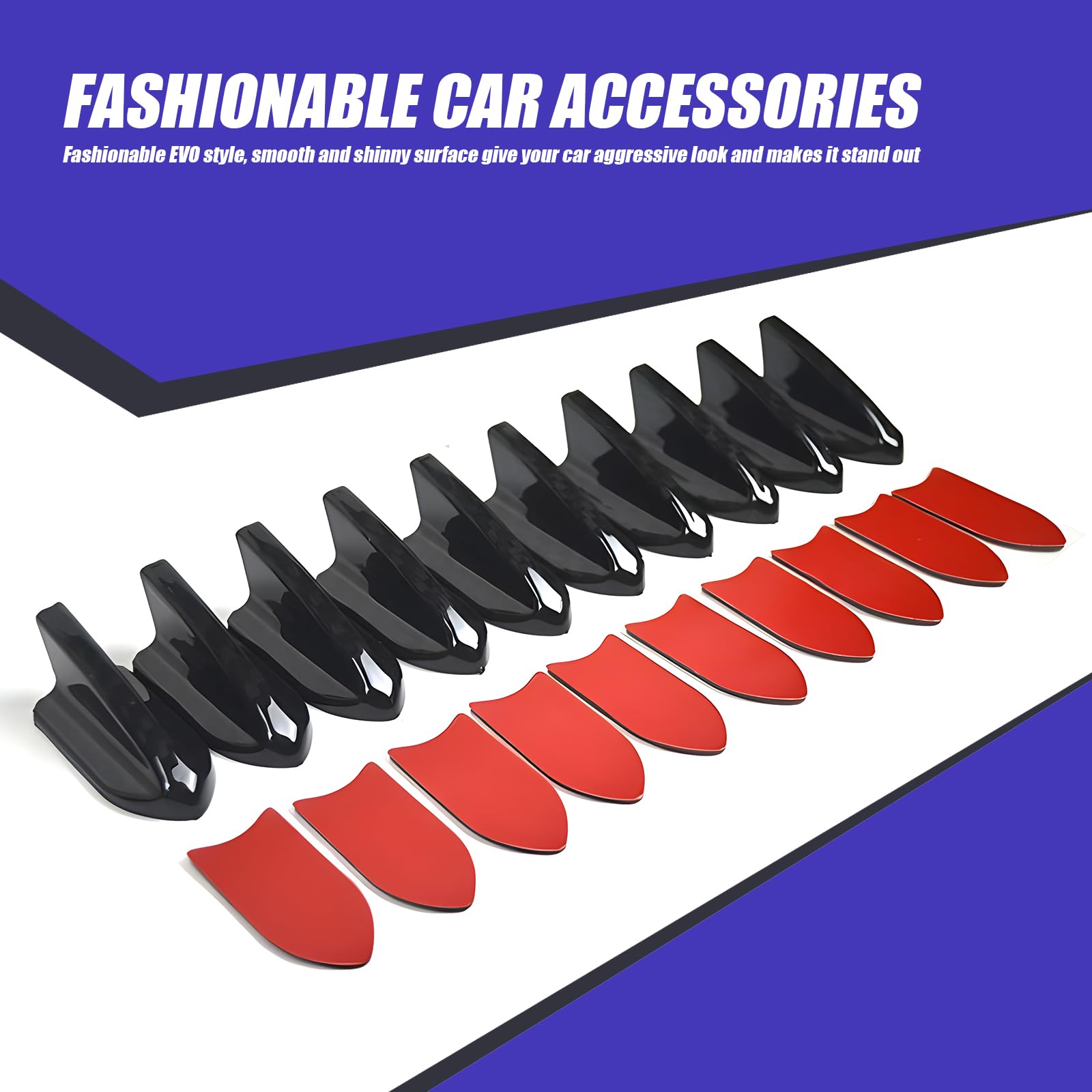 10 Pack Universal Car Shark Fin Antenna Kits - Black Adhesive Roof Decoration for Most Cars, Trucks & Vans - Auto Modification Accessories #2001 | Perfect for Vehicle Customization & Style Enhancement
