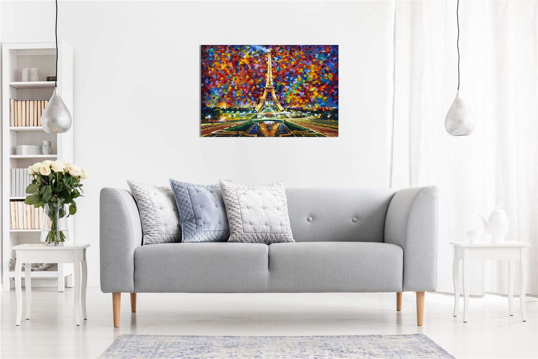 Leonid Afremov 'Paris of My Dreams' Canvas Wall Art Print - 24x16 Inches Vibrant Oil Painting Reproduction for Living Room, Bedroom & Office Decor