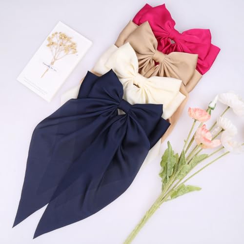 Satin Clips- Dark Blue, Magenta, Khaki, Cream