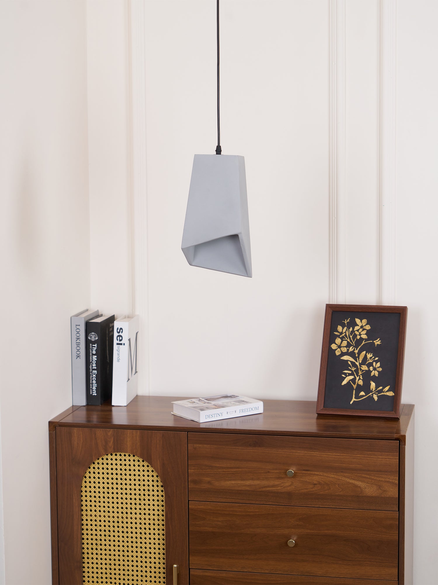 Georgia Cement Pendant Light - Industrial Modern Ceiling Fixture for Kitchen Island, Dining Room & Bedroom Lighting