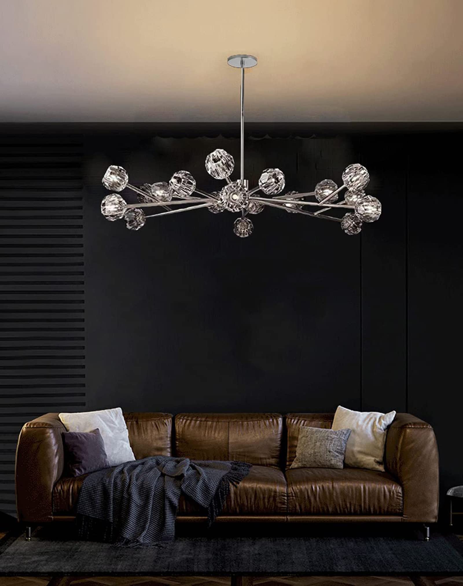 Modern Sputnik Chandelier - Mid Century Crystal Pendant Light with 18 Globe Glass Lights, Contemporary Ceiling Fixture for Kitchen, Dining Room & Living Room | Perfect for Vintage Home Decor & Modern Interior Lighting
