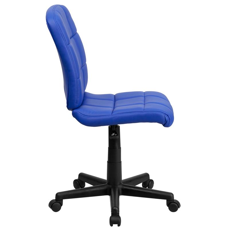FLASH Clayton Mid Back Black Quilted Vinyl Swivel Task Office Chair with Arms - Ergonomic Desk Chair for Home Office, Computer Workstation & Conference Room