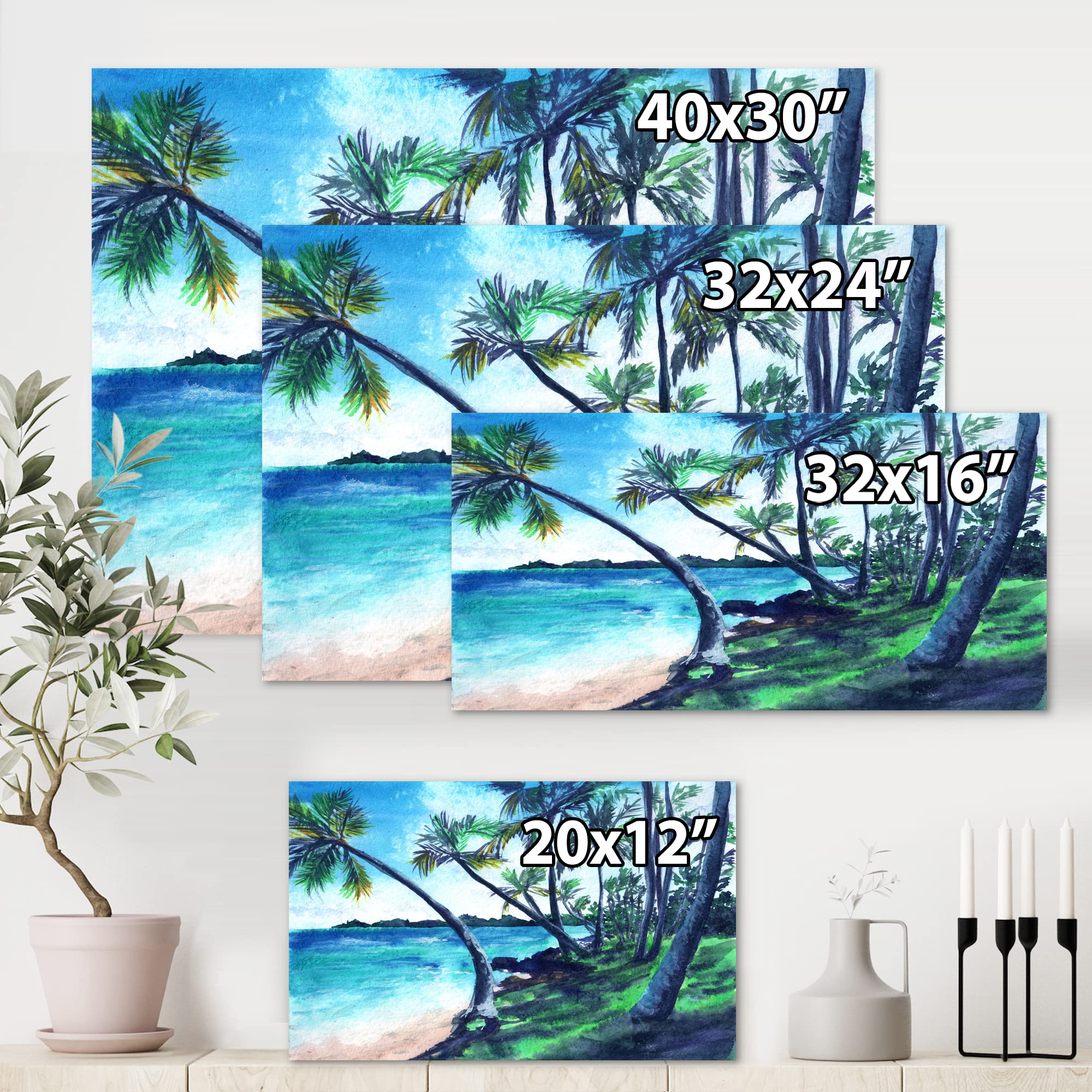 Tropical Beach Canvas Wall Art - Summer Paradise Coastal Decor for Living Room, Bedroom & Office - Nautical Themed Painting for Home & Office Decor