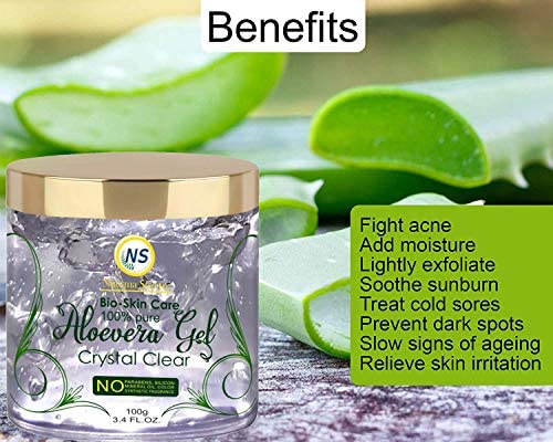 Nuerma Science Pure Aloe Vera Gel with Vitamin E for Face, Skin & Hair Care – 100g – Soothes Sunburn, Hydrates Dry Skin & Conditions Hair Naturally