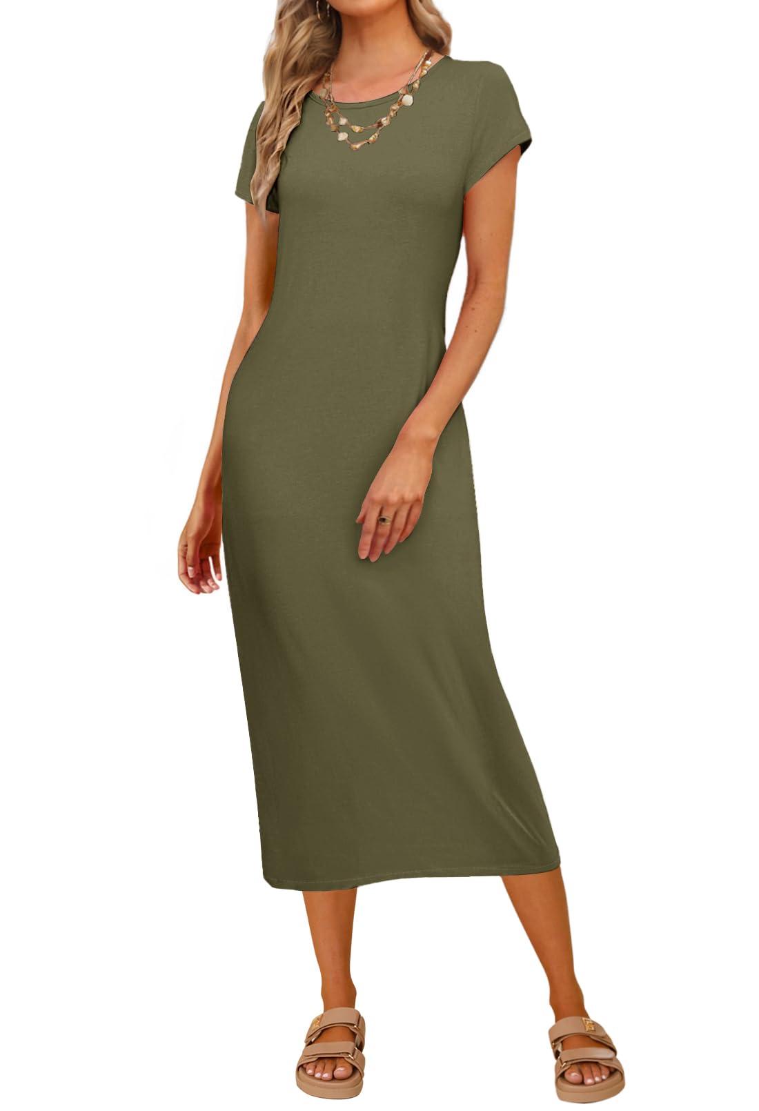 MEROKEETY Women's Summer Short Sleeve T-Shirt Dress - Casual Crew Neck Beach Maxi Dress for 2025 | Perfect for Vacation, Beach Outings & Summer Fashion