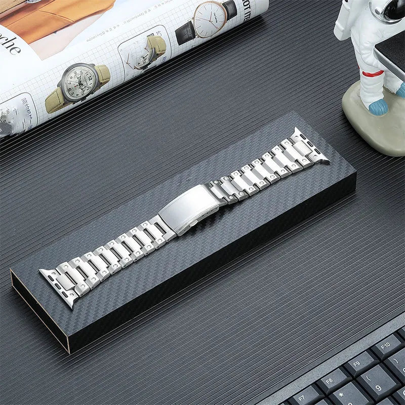 Premium Glossy Titanium Bracelet for Apple Watch - Stylish & Durable Replacement Band for Workout, Office & Everyday Wear