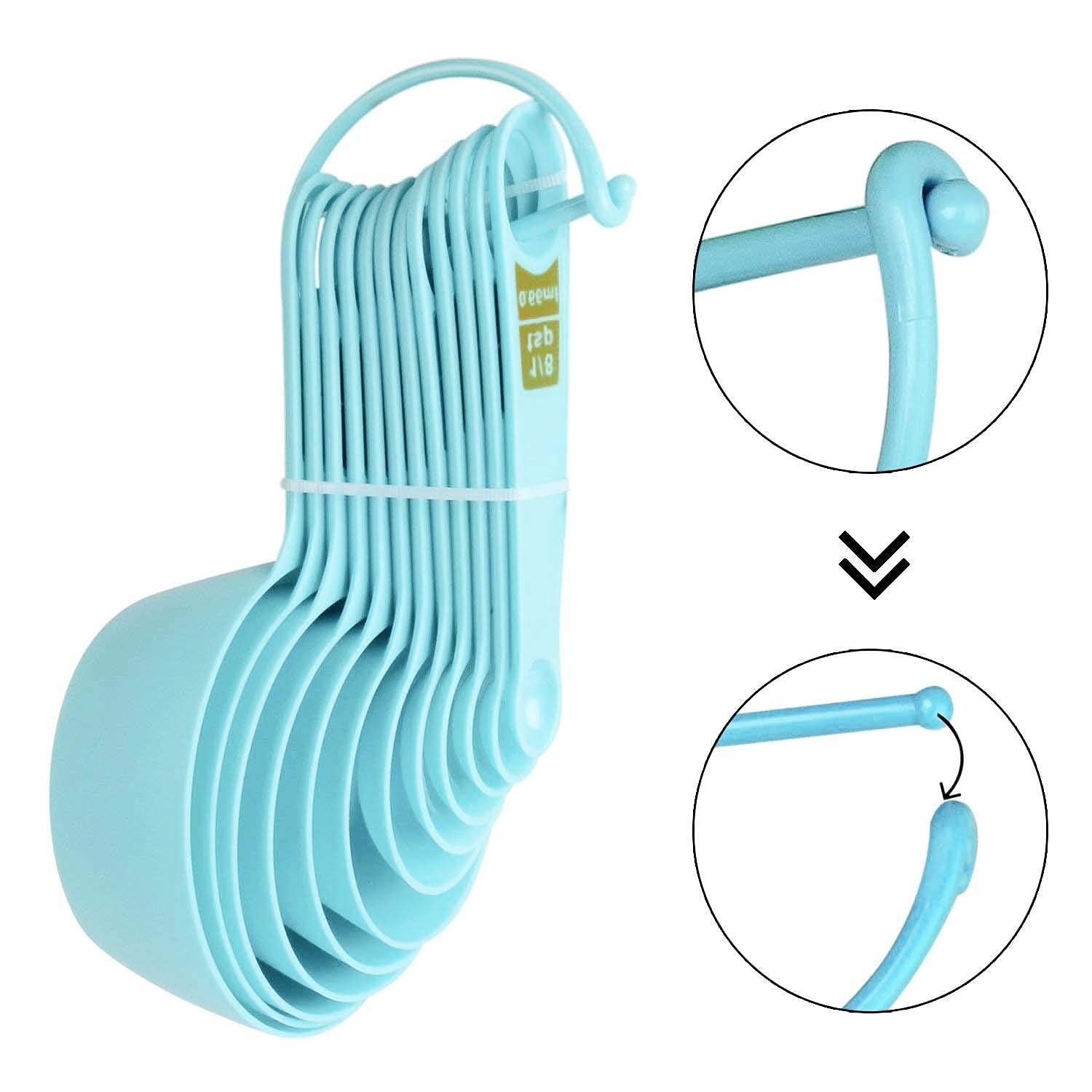 Sky Blue Measuring Cups and Spoons Set - 12 Piece Plastic Baking Tools for Cooking, Cake Decorating & Kitchen Measurements | Perfect for Home Bakers & Professional Chefs