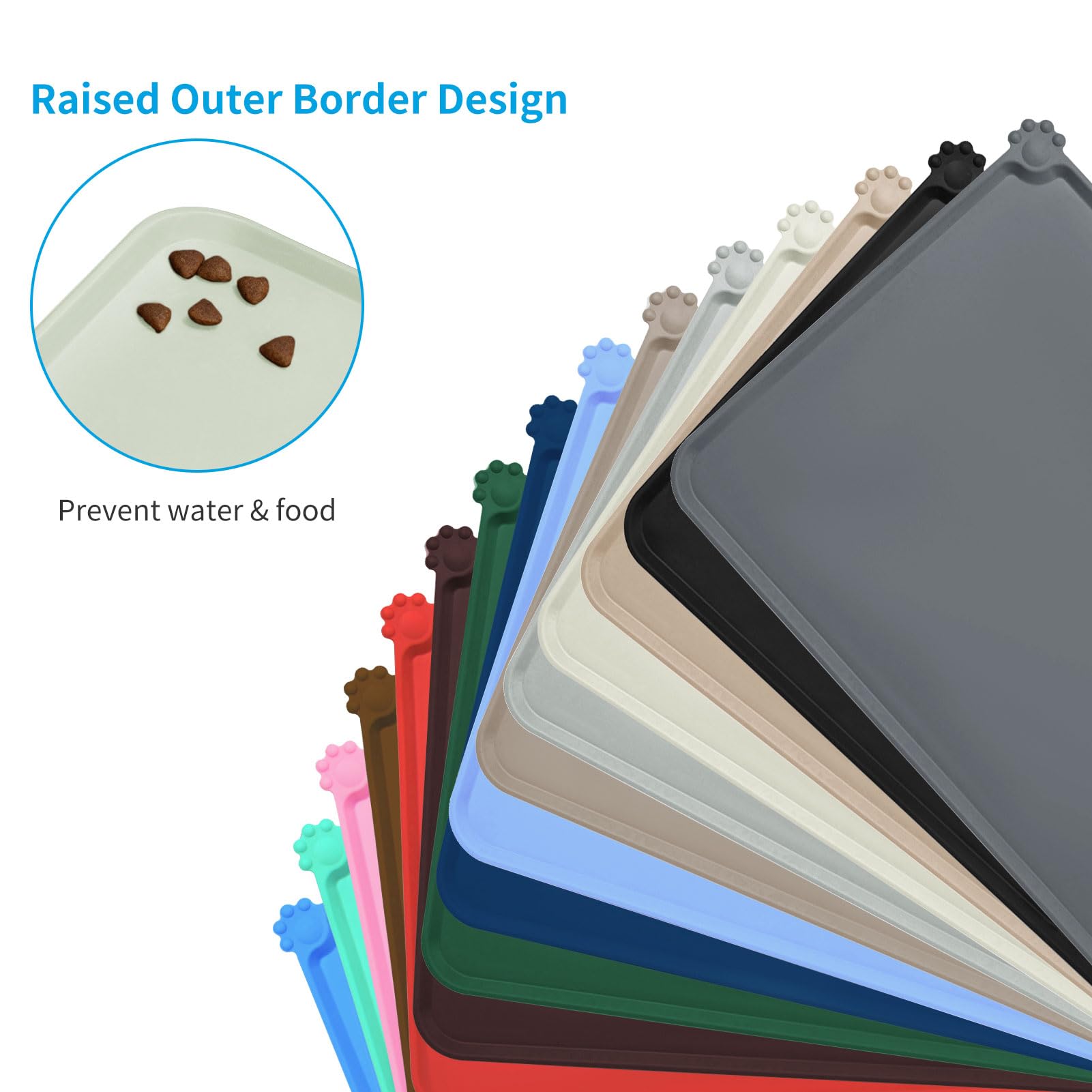**AUDWUD Non-Slip Silicone Pet Feeding Mat - Waterproof Dog Bowl Pad for Food & Water - Perfect for Messy Eaters & Spill Prevention in Kitchen or Outdoor Use**