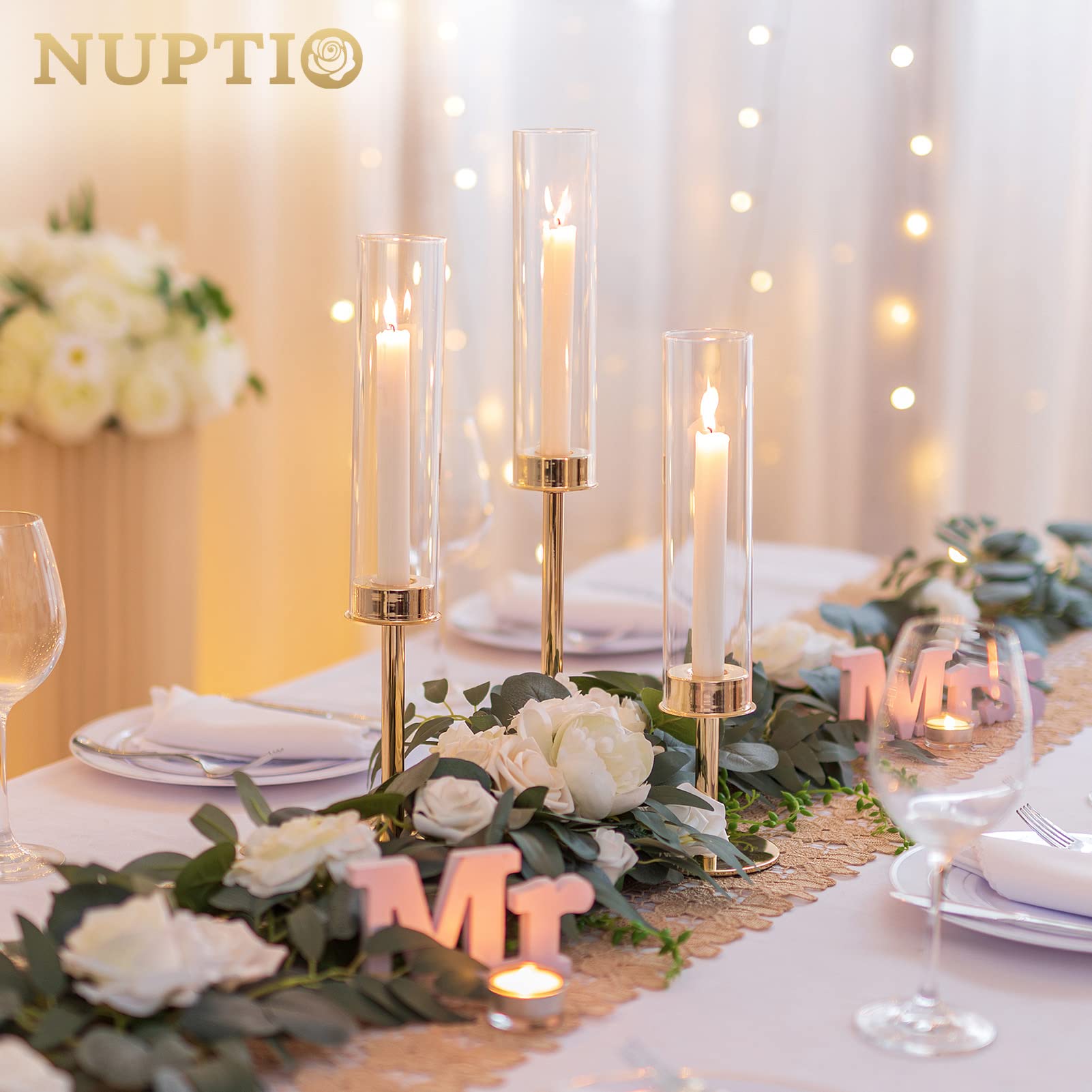 18-Piece Clear Glass Hurricane Candle Holders Set - Elegant Taper Candle Sticks for Fireplace, Wedding, Anniversary & Hotel Decor | Perfect for Romantic Dinners, Holiday Centerpieces & Special Events
