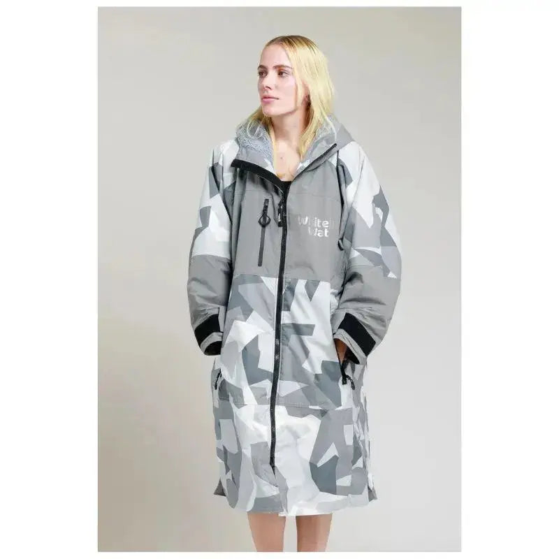 Arctic Camo Waterproof Swimming Robe for Adults - Unisex Hard Shell Quick-Dry Bathrobe for Beach, Pool & Outdoor Activities
