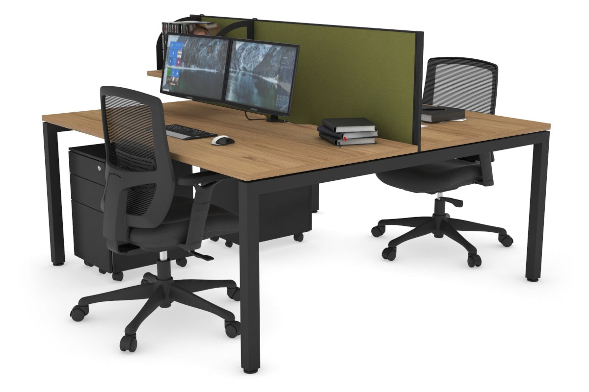 Quadro Square Legs 2 Person Office Workstation Desk - 1400L x 800W with Cable Management Scallop - Perfect for Shared Workspaces & Home Offices