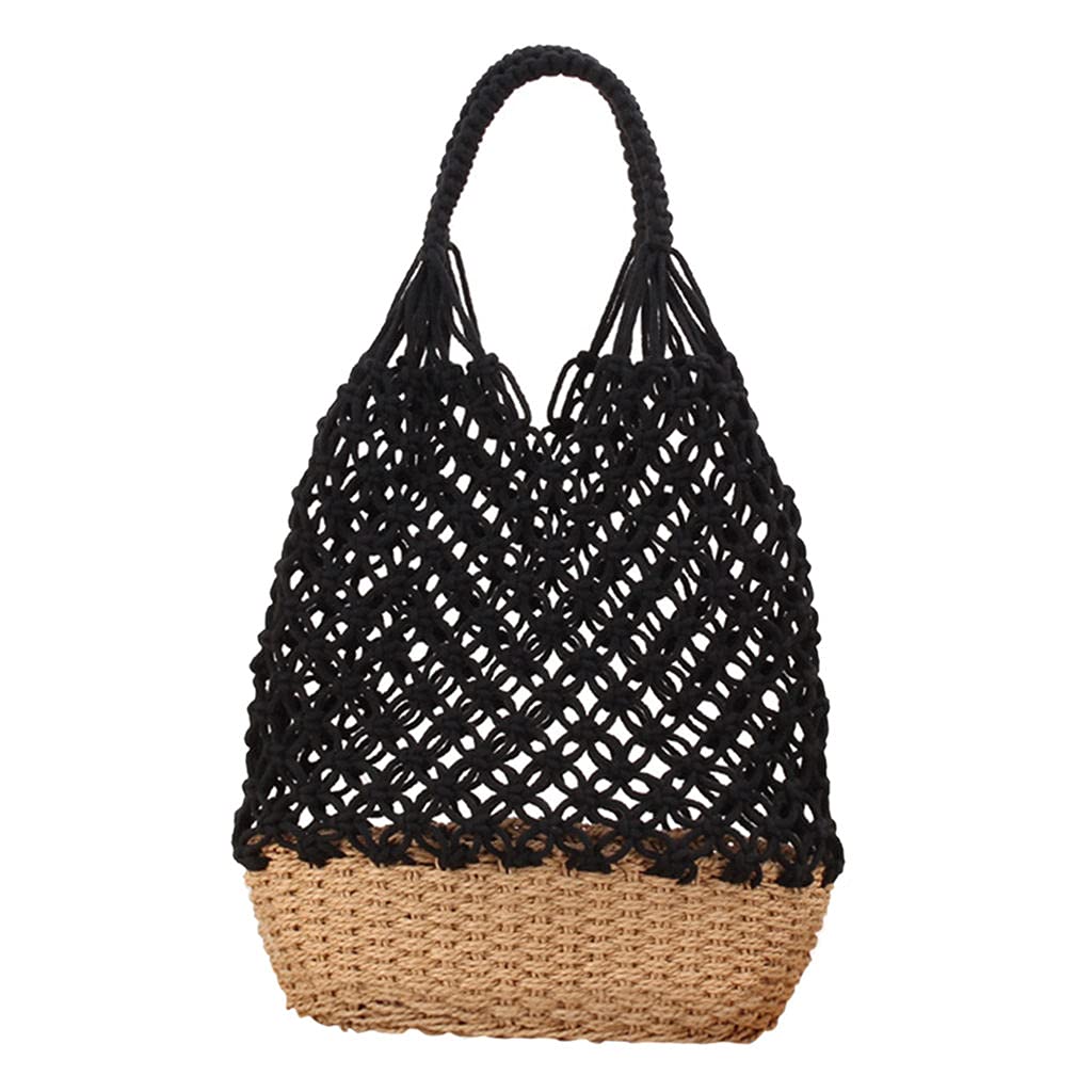 Colcolo Straw Tote Bag - Boho Handwoven Shoulder Bucket Bag for Women, Crochet Knit Beach Bag | Perfect for Summer Outings, Picnics & Vacation Accessories