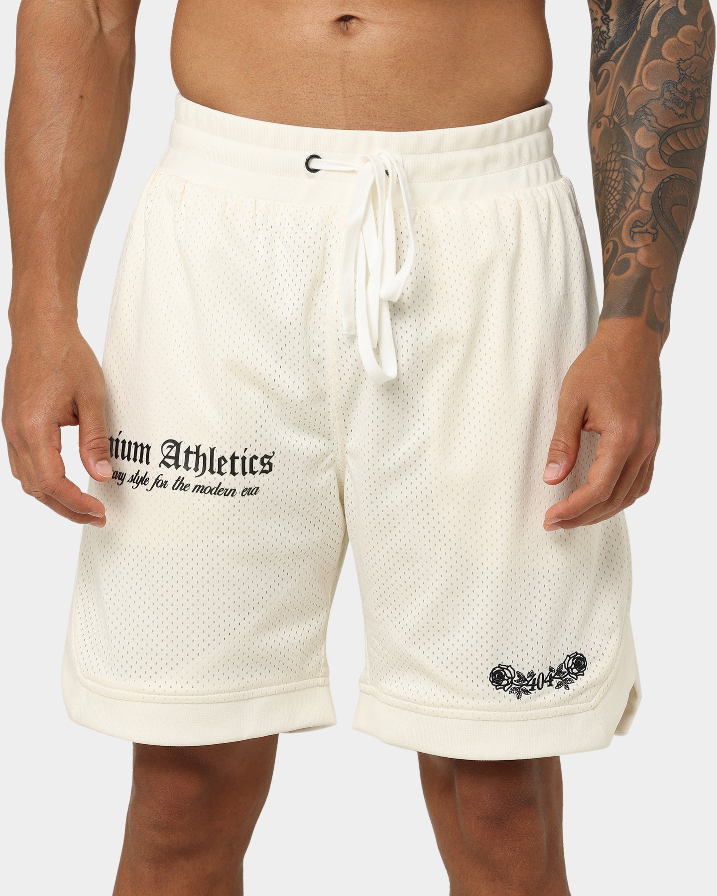 Premium 404 Athletics Basketball Shorts for Men - Breathable & Comfortable Off-White Sports Shorts - Perfect for Gym, Training & Casual Wear