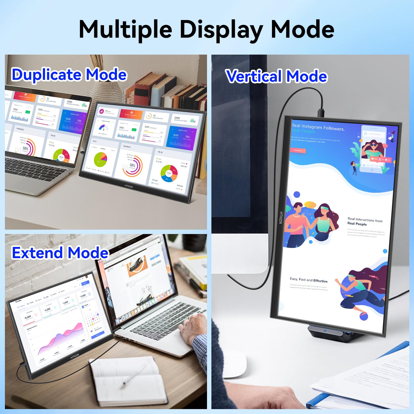 16 Inch Portable Monitor with 1920x1200 IPS Display - USB-C & HDMI Plug and Play Travel Monitor for Laptop, Mac, PC, Phone, PS5, Xbox & Switch - Ultra Slim Lightweight Design with Built-in Speakers for Work, Gaming & Entertainment On-The-Go