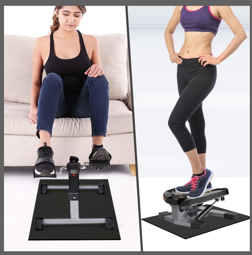 Non-Slip Elliptical Machine Mat - Dark Grey Exercise Mat for Under Desk Elliptical, Stair Stepper & Leg Exerciser | Perfect for Home Gym, Office Workouts & Senior Fitness