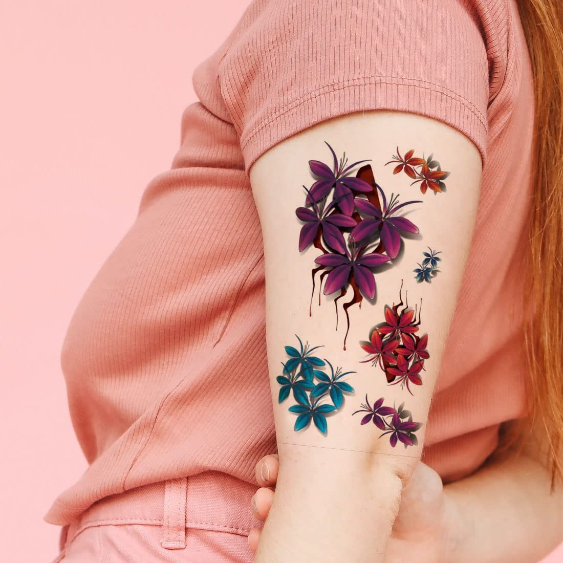 Waterproof Temporary Tattoos for Men & Women - Frangipani Flower Design, Long Lasting Fake Body Art | Perfect for Parties, Festivals, Beach Vacations and Body Decorations