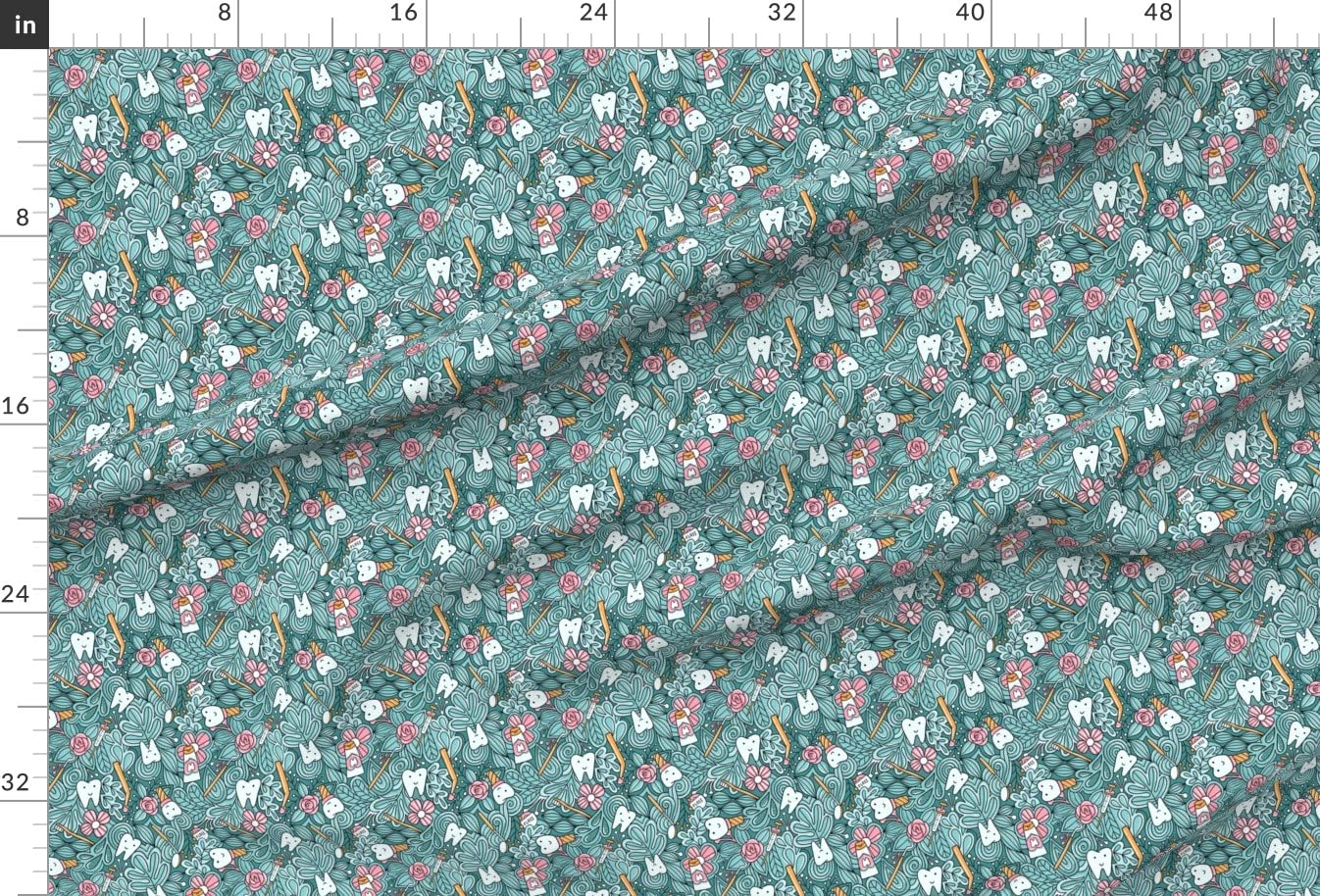 Dentist Teeth Doodles Cute Tooth Print Minky Fabric - Soft Plush Fat Quarter for Sewing Baby Blankets, Quilt Backing & DIY Projects - Perfect for Nursery Decor, Kids Room & Gift Making