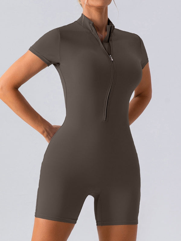 ZASUWA Women's Stand Collar Zipper High Waist Romper Jumpsuit - Perfect for Casual Outings, Date Nights & Summer Fashion