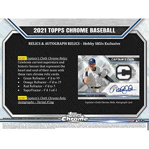 2021 Topps Chrome Baseball Hobby Box - Premium Trading Cards for Collectors & Investors - Perfect for Sports Memorabilia Collections & Fantasy Baseball Enthusiasts