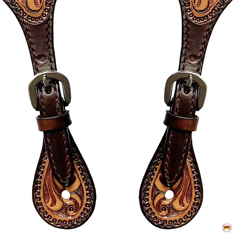 HILASON Genuine Leather Western Horse Spur Straps with Floral Hand-Painted Design - Durable & Comfortable for Men & Women - Perfect for Western Riding, Rodeo, and Equestrian Sports