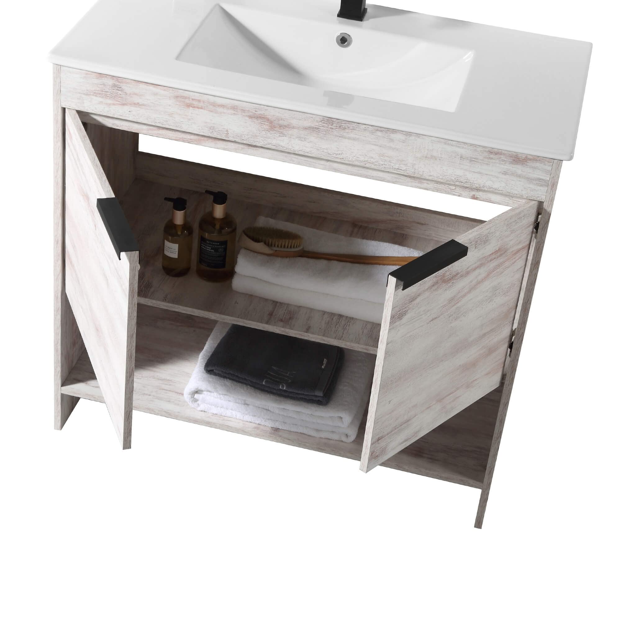 Fine Fixtures Phoenix 36-Inch Bathroom Vanity with Sink – Modern White Vanity for Small Bathrooms | Soft-Close Doors, Storage Drawers & Durable Construction | Perfect for Powder Rooms, Guest Baths & Apartment Remodels (Full Assembly Required)
