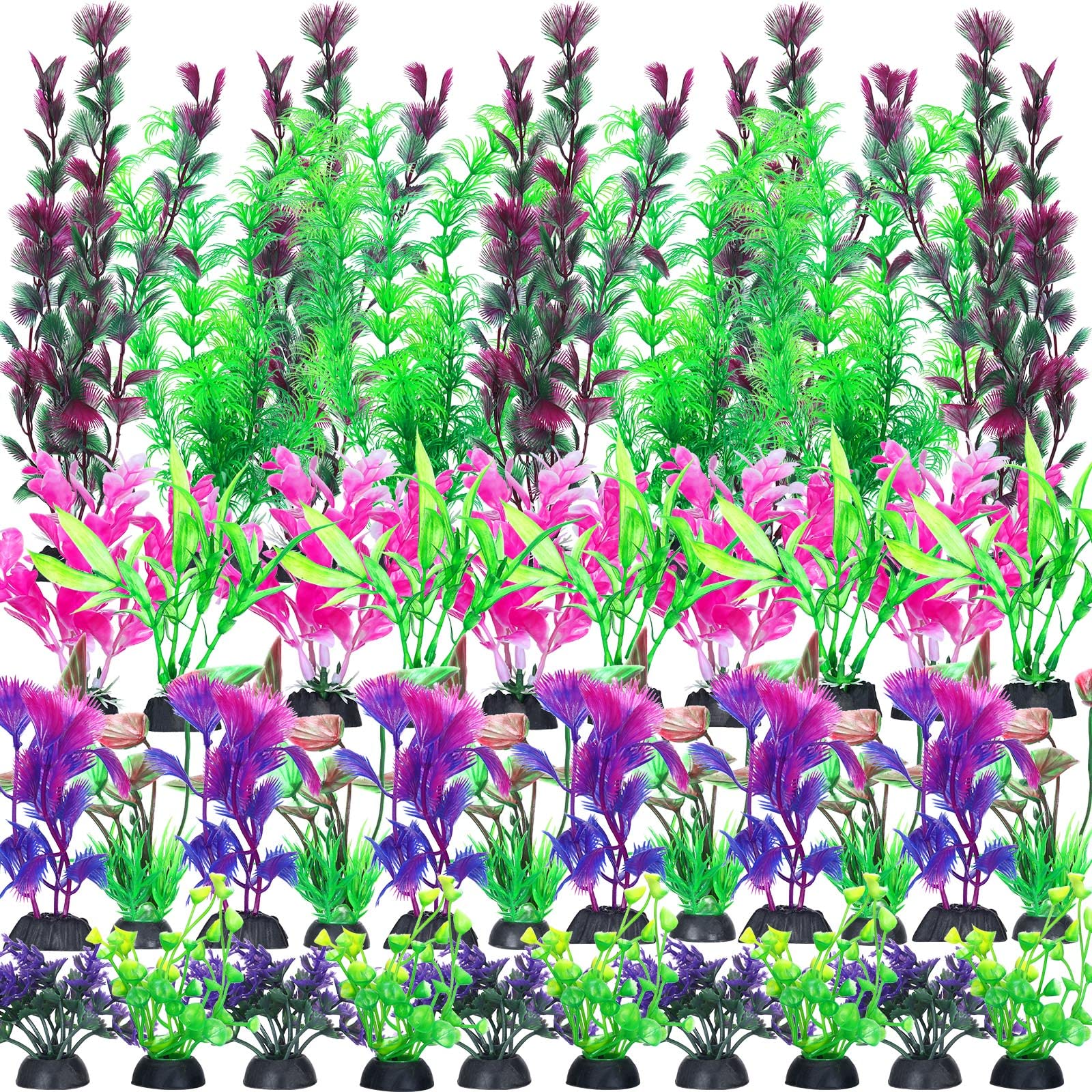 80 Pcs Artificial Aquarium Plants - Colorful Fish Tank Decor for Home & Office