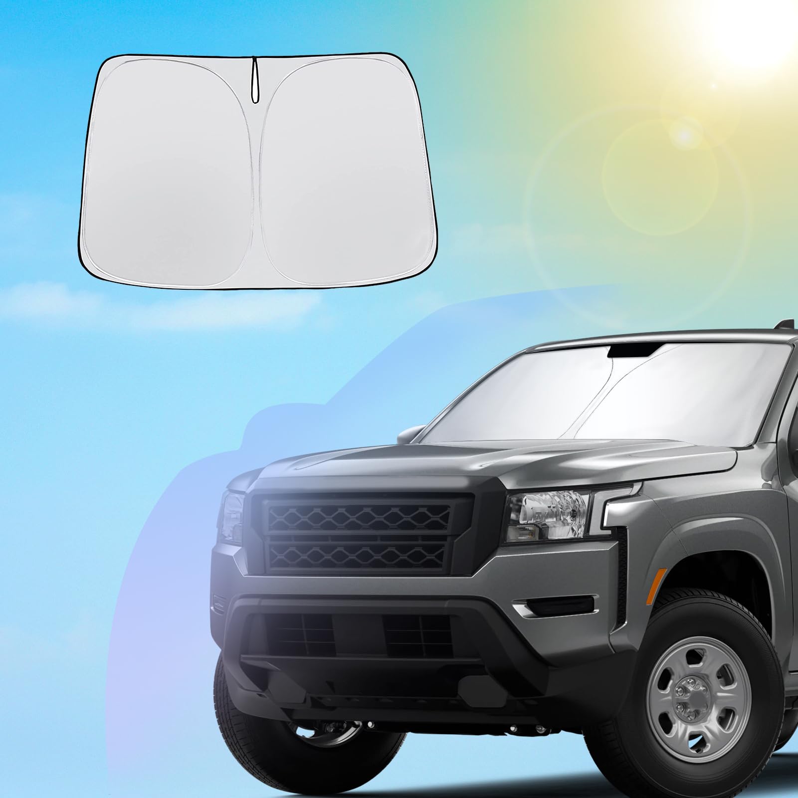 2024-2025 Nissan Frontier Windshield Sunshade | Foldable Sun Shield & Protector for S, SV, Pro-X, Pro-4X, SL Models | Perfect for Parking, Road Trips & Summer Protection