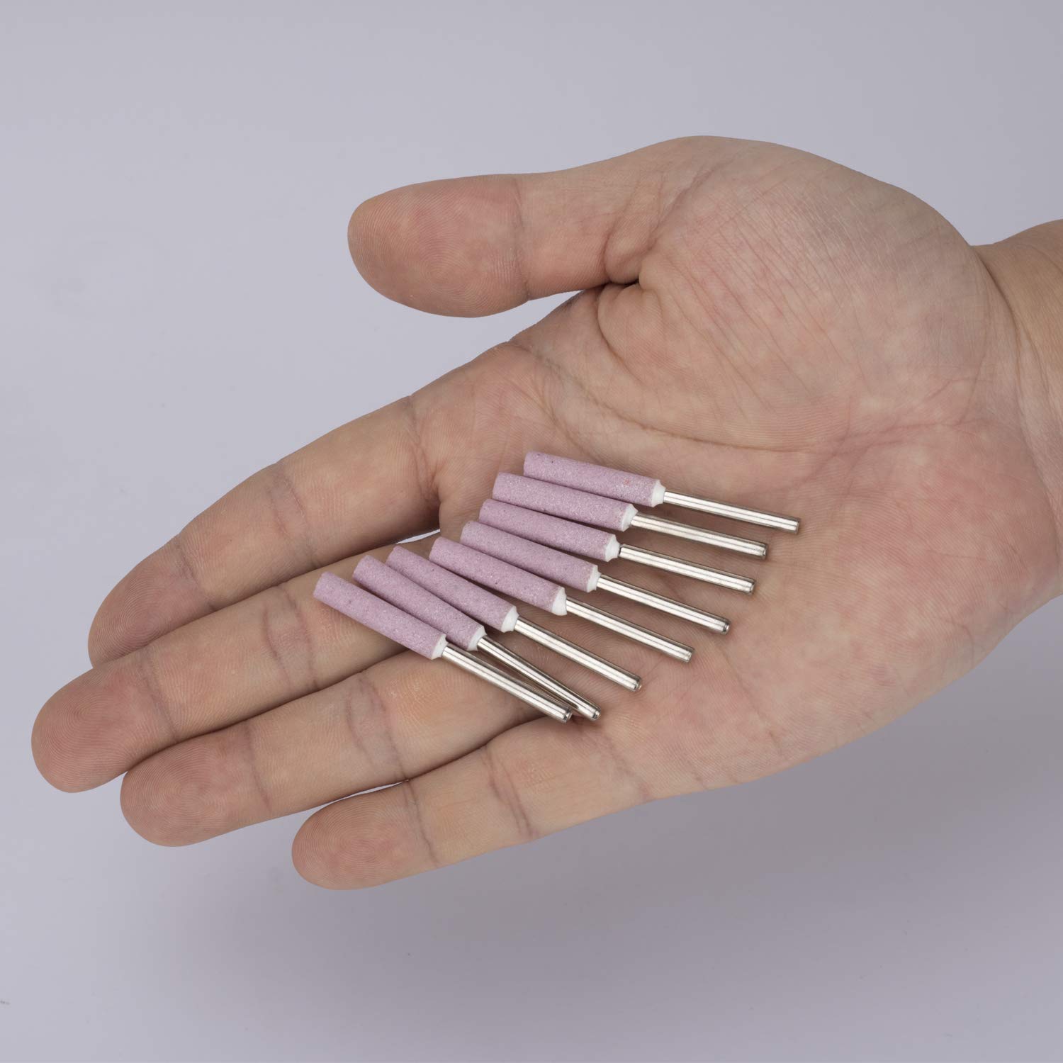 OIIKI 8 Pack 3/16 Inch (4.8mm) Pink Chainsaw Sharpener Burr Grinding Stone Files - Perfect for Chainsaw Maintenance, Woodworking & DIY Projects