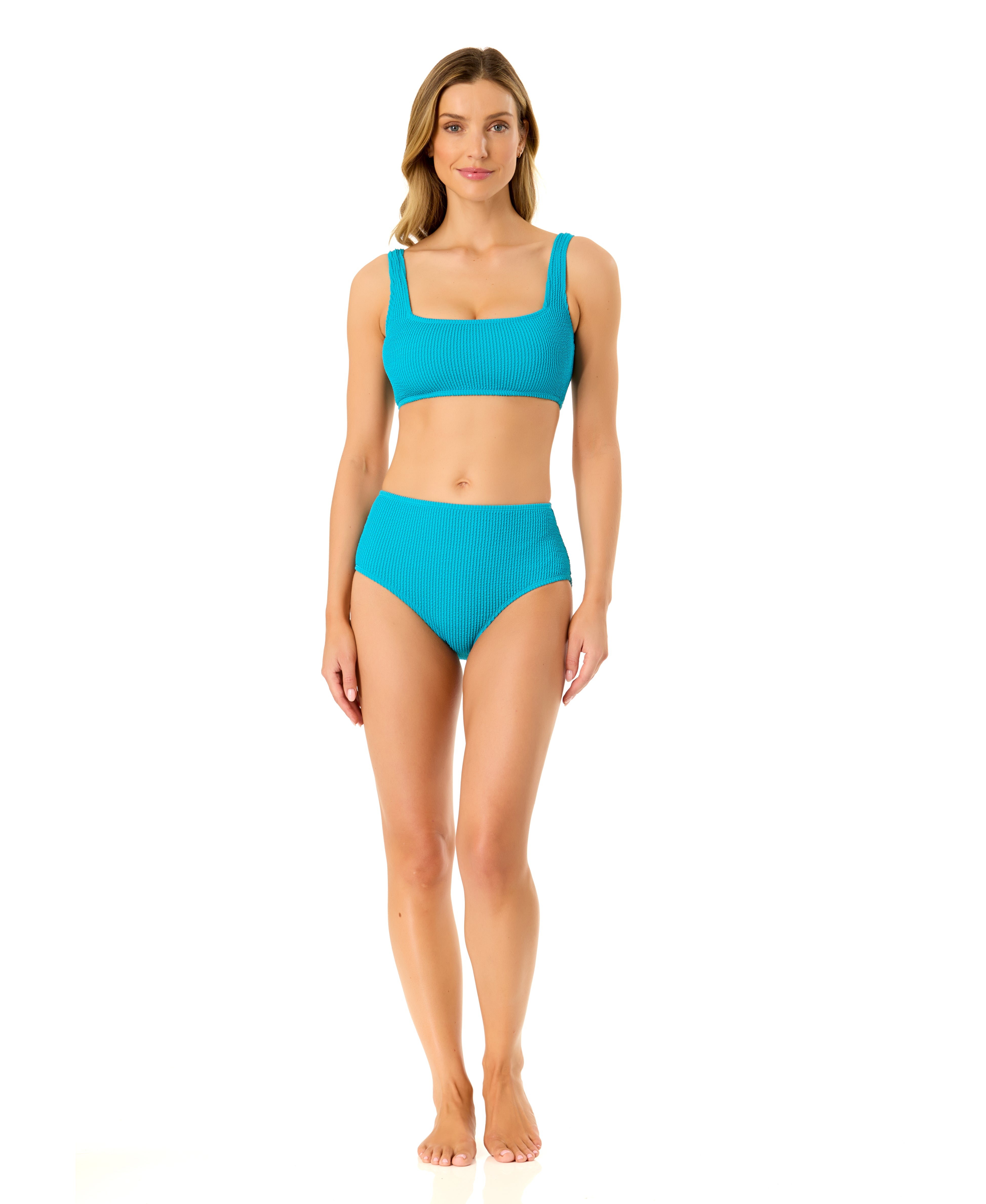 Women's Textured Square Neck Bralette Bikini Top - Comfortable Swimwear for Beach, Pool & Summer Vacations