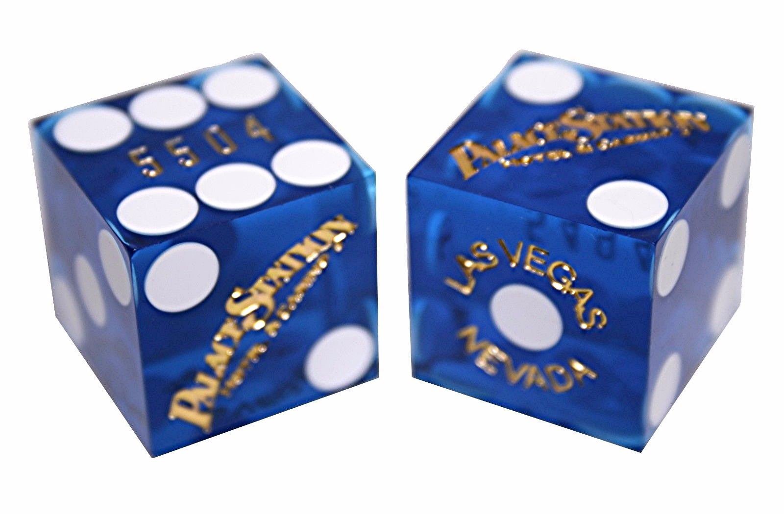 19mm Professional Craps Dice Pair with Matching Serial Numbers - Authentic Las Vegas Casino Table-Played Dice (Blue Polished) for Casino Games, Board Games, and Home Entertainment