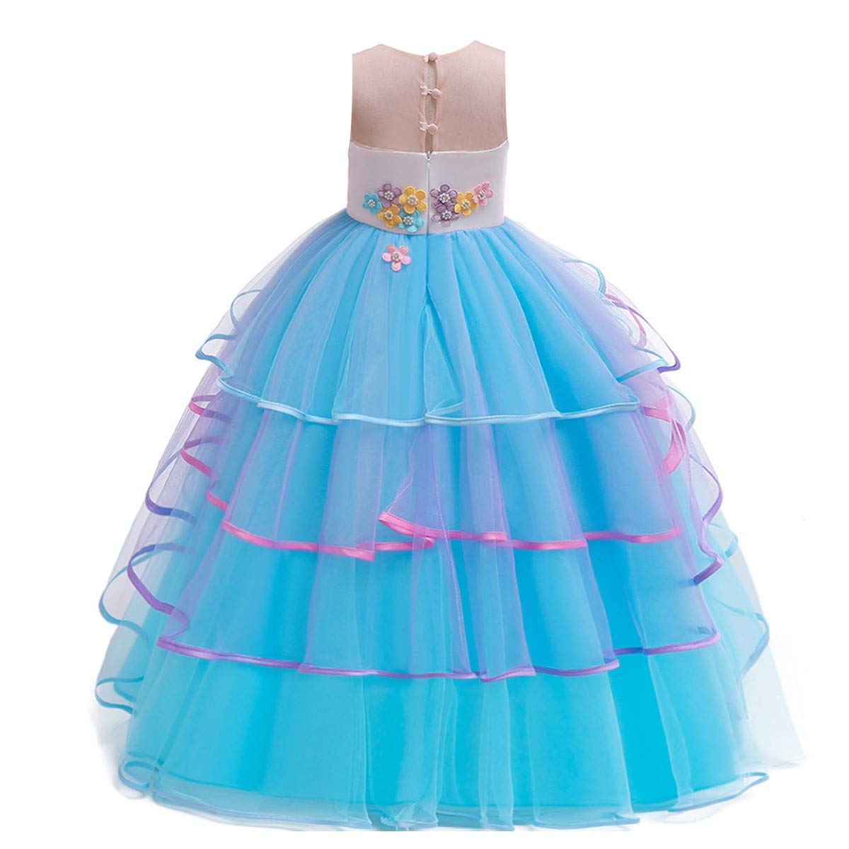 Unicorn Princess Costume for Girls - Long Maxi Tulle Dress with Headband for Birthday Party, Carnival, Cosplay & Dress Up | Perfect for Halloween, Christmas, Fairy Tale Themed Events & Photo Shoots