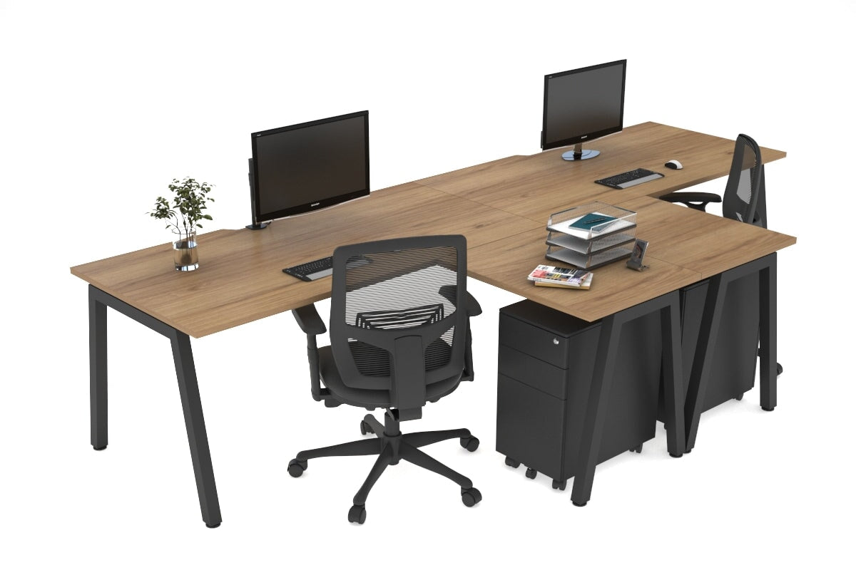 Quadro A Legs 2-Person Corner Workstation T Configuration [1600L x 1800W with Cable Management] - Perfect for Office & Home Workspaces