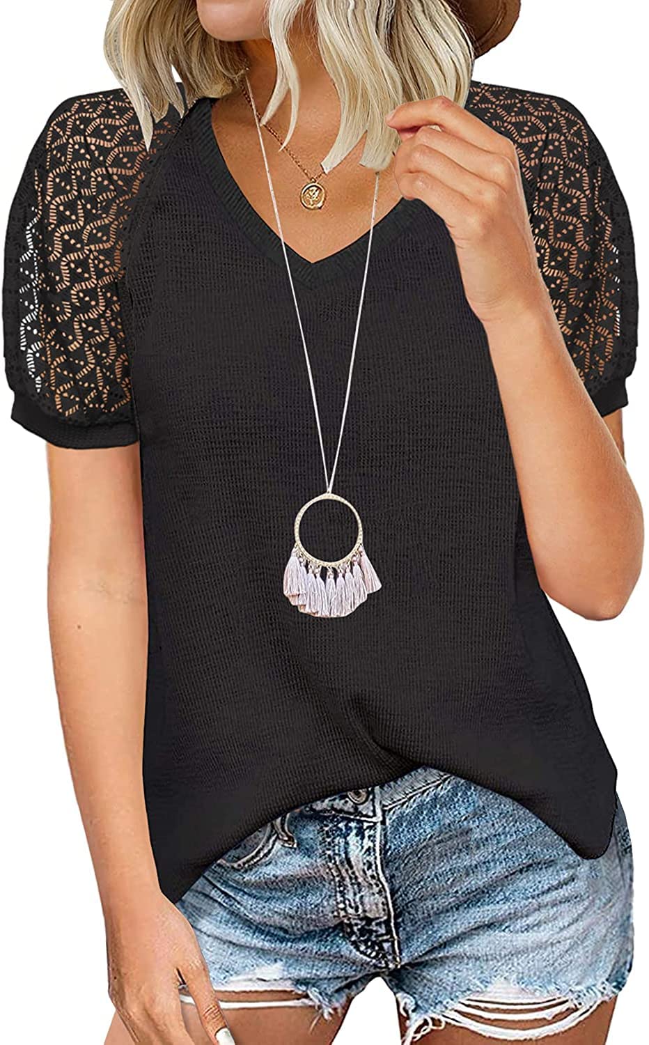 Elegant Women's Lace Long Sleeve Blouse - Fall Casual Loose T-Shirt Top for Work & Date Night | Comfortable & Stylish Fashion Wear