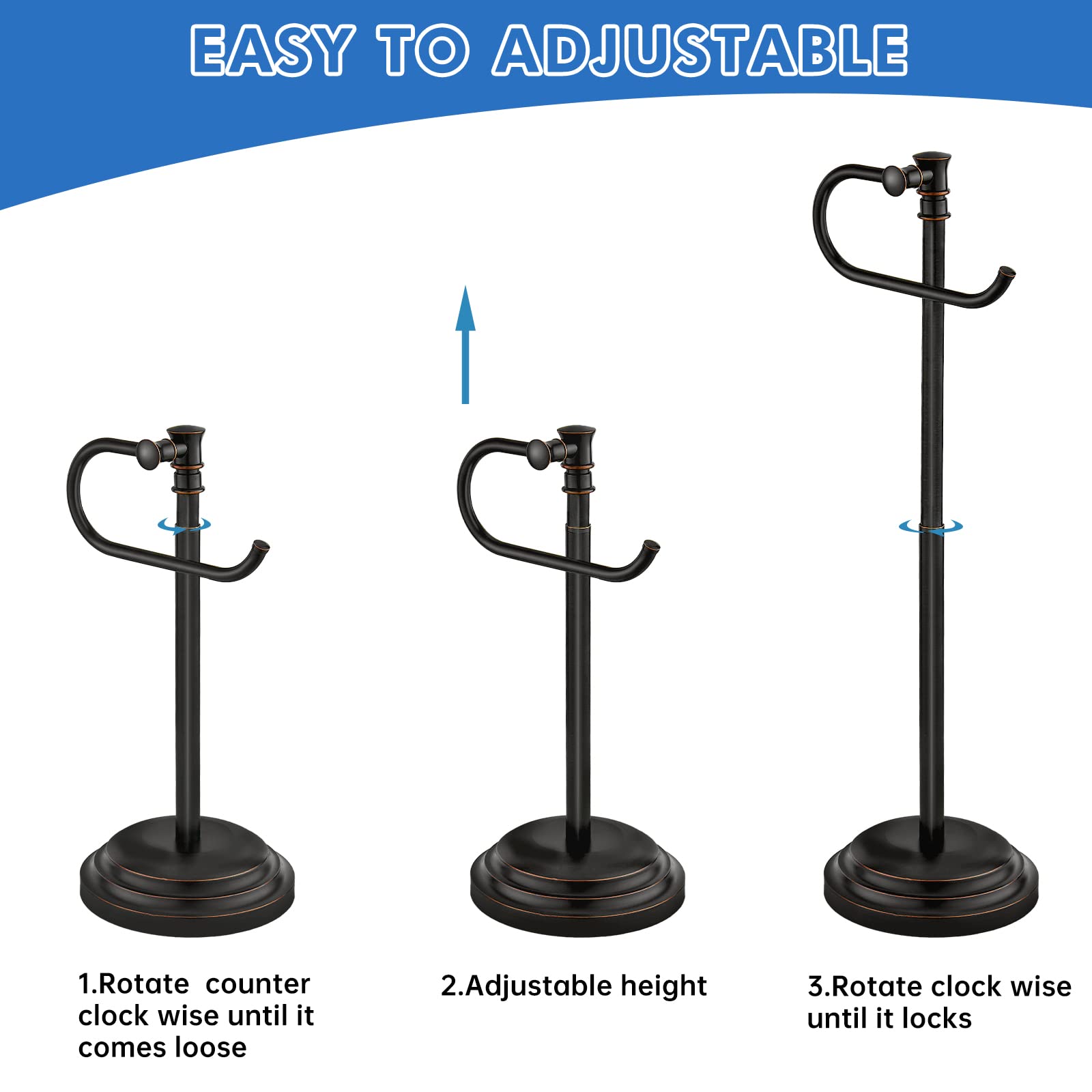 RUMOSE Free Standing Toilet Paper Holder Stand - Adjustable Floor Toilet Tissue Dispenser (12.4