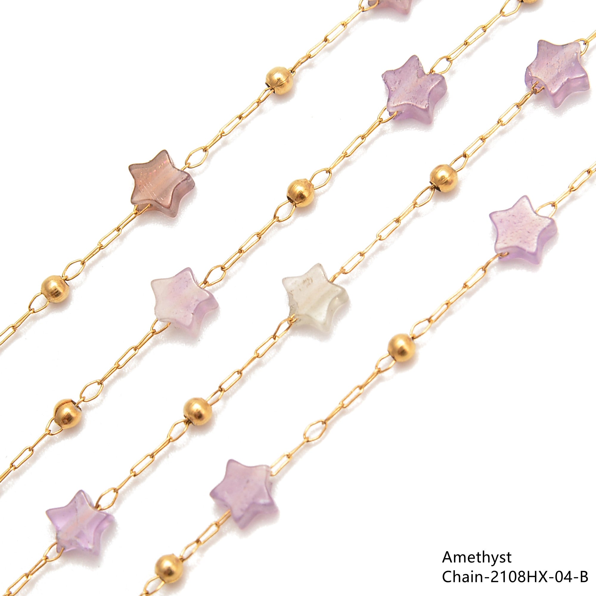 5mm Star Shape Beads Multi Gemstone Chain - 1 Meter Per Bag for Jewelry Making, DIY Crafts & Bracelet Designs