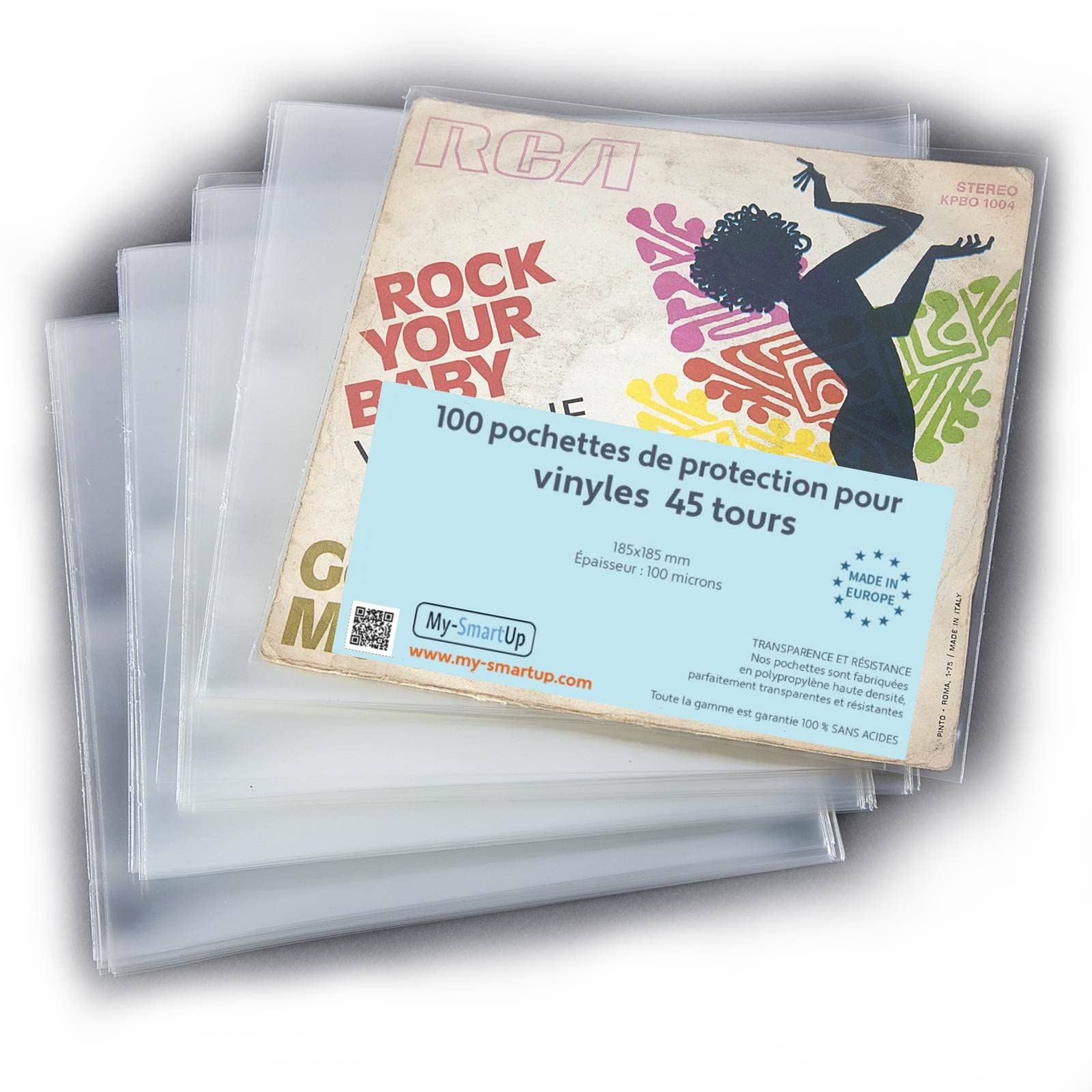 Nonsolo-computer 100 x 7 Inch Clear Protective Vinyl Record Sleeves (45 RPM) - Ideal for DJs, Collectors & Music Enthusiasts
