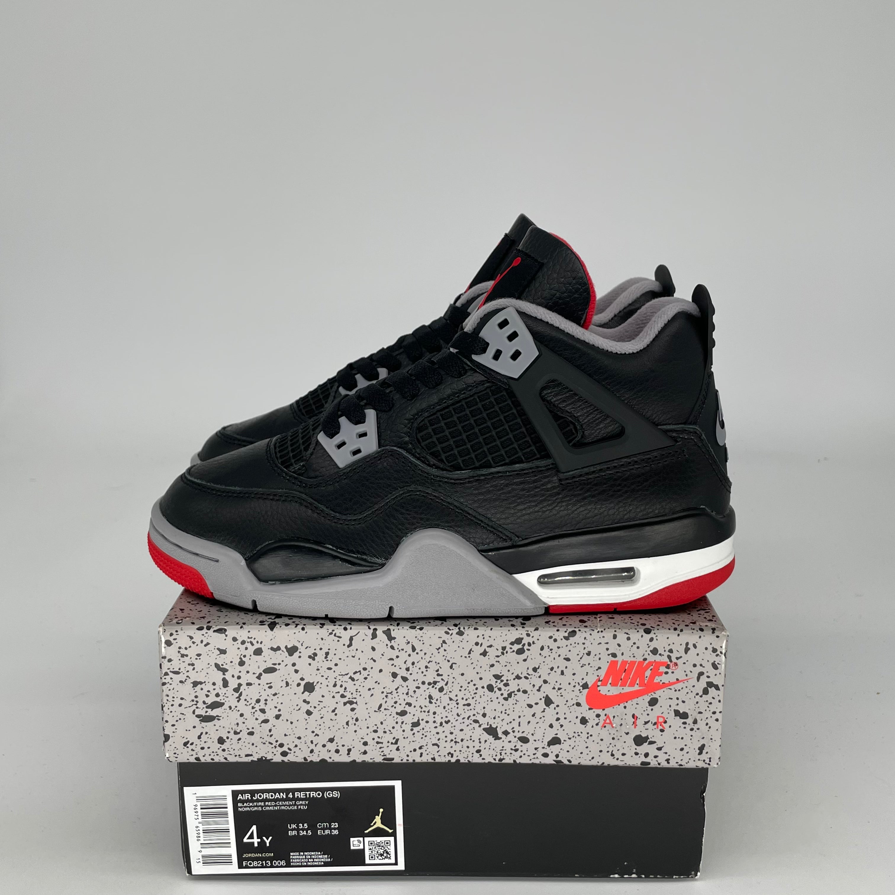 Original Air Jordan 4 Bred Reimagined - Men's Size 4 / Women's Size 5.5 (Style Code FQ8213-006) - Retro Basketball Sneakers for Streetwear & Casual Outfits