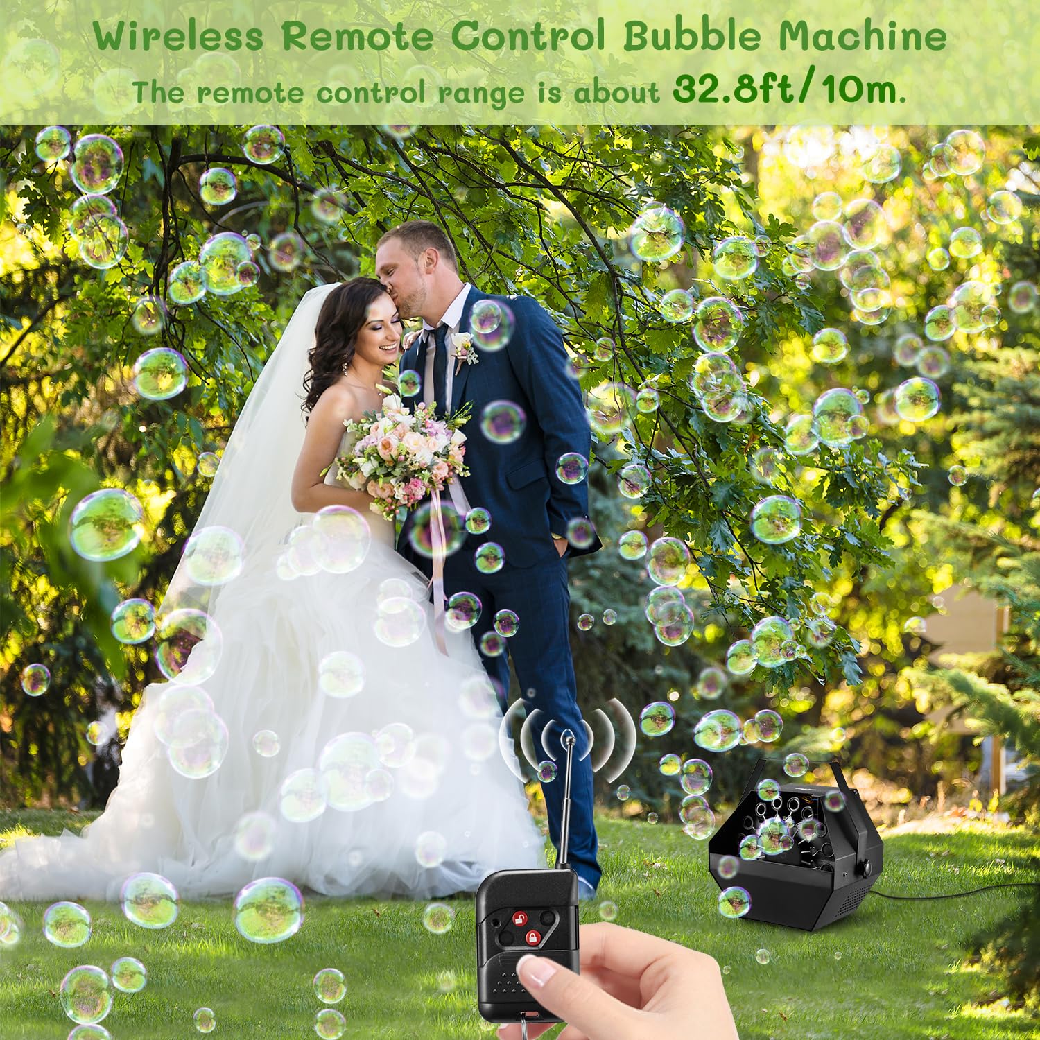 Theefun Remote Control Bubble Blower Machine - 750ML High Output Metal Bubble Maker with AC Adapter | Automatic Bubble Toy for Kids Birthday Parties, Weddings, Outdoor Events & Indoor Play